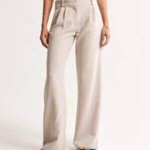 Abercrombie & Fitch Sloane 2 Pocket Pleated Cream Wide-Leg Women's S Trousers